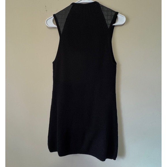 Curio New York Black Asymmetrical Zip Sleeveless Sweater Vest Faux Leather Sz S - Picture 7 of 12